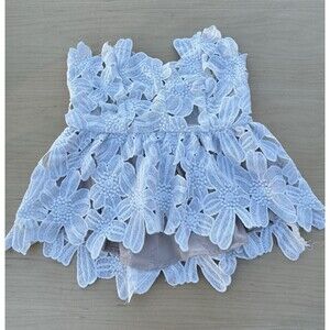 Stone Cold Fox Texas Floral White Tube Top Layered Crochet Lace Linen XS S